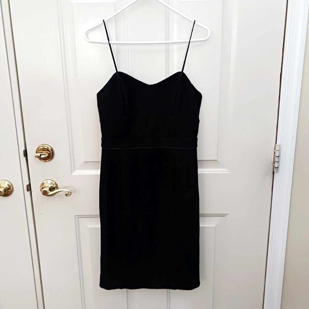 Banana Republic Womens Black Wool Blend Sheath Dress Size 4 Straps Altered
